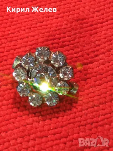 СТАРА СКЪПОЦЕННА ФЛОРАЛНА СРЕБРИСТА БРОШКА с ФАСЕТИРАНИ БОХЕМСКИ КРИСТАЛИ и ЦИРКОНИ 11846, снимка 6 - Антикварни и старинни предмети - 35642296