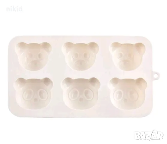 6 глави глава мече панда силиконов молд форма фондан шоколад гипс кексчета мъфини, снимка 6 - Форми - 48776871