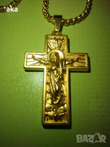красиво колие 60 см. ланец с кръст златист