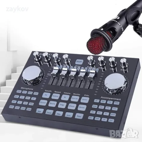 Звукова карта, K1 звукова карта на живо и аудио интерфейс, многофункционален Bluetooth звуков миксер, снимка 7 - Друга електроника - 48267921