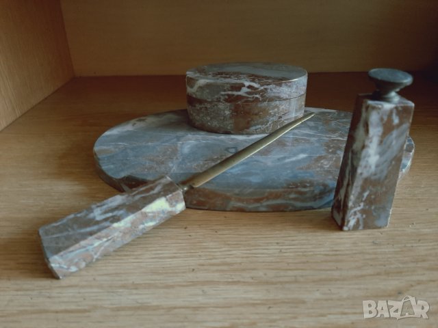 Писалищен настолен комплект изработен от минерал., снимка 4 - Антикварни и старинни предмети - 35354473