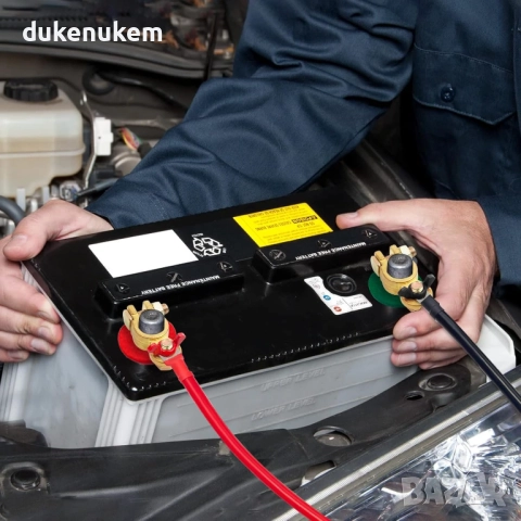 Комплект от 2 броя Бързоосвобождаващи клеми за акумулатор 12V – M8, месинг, антикорозионни подложки, снимка 6 - Аксесоари и консумативи - 52488923