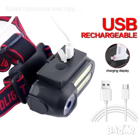 LED фенер NF-611, Тип Челник, 4 режима на светене, USB кабел, снимка 2 - Друга електроника - 43155914