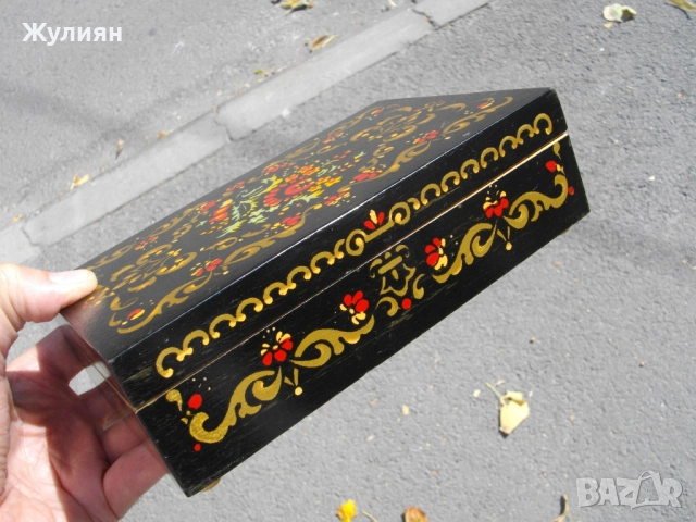 СТАРА РЪЧНО РИСУВАНА КУТИЯ ЗА БИЖУТА СССР, снимка 7 - Антикварни и старинни предмети - 51550823