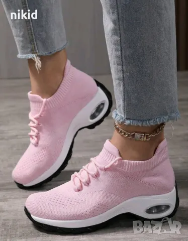 Леки Дишащи Air розови дамски маратонки обувки спортни бягане по модел nike adidas, снимка 3 - Маратонки - 47933360
