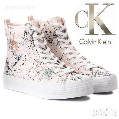 ПРОМО 🍊 CALVIN KLEIN 🍊 Оригинални кецове в бледо розово и черно № 38 нови с кутия, снимка 2 - Кецове - 28776314
