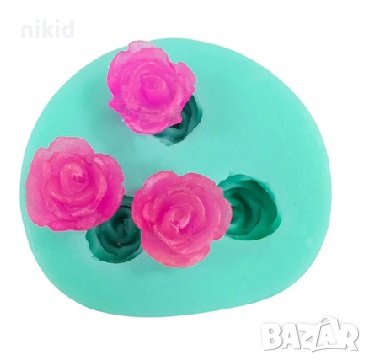3 миниатюрни розички силиконов молд форма декорация украса фондан торта шоколад смола