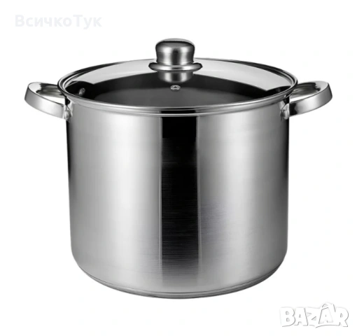 ✨Дълбока тенджера Rosberg R51211B20, 20 см, 5.5 литра, Неръждаема стомана, Капак, Инокс 