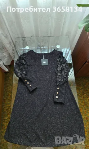 НОВА черна лъскава рокля с етикет за повод