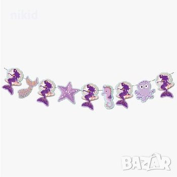 Русалка Морска звезда морски морско дъно картонен Парти Гирлянд Знаменца Флаг Банер