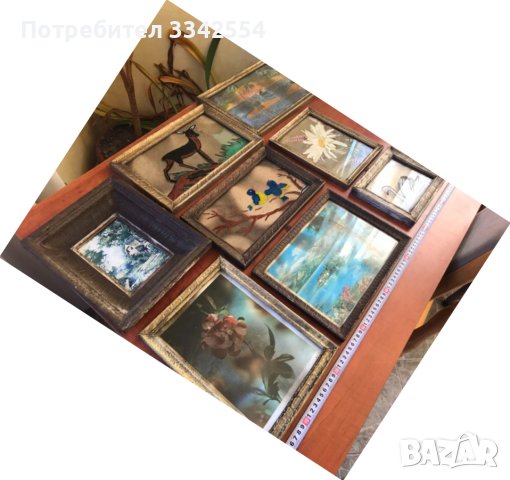 КАРТИНА РИСУНКА ВЪРХУ СТЪКЛО И КАРТОН ПЛАКАТ РЕПРОДУКЦИЯ ДЪРВЕНА РАМКА, снимка 1