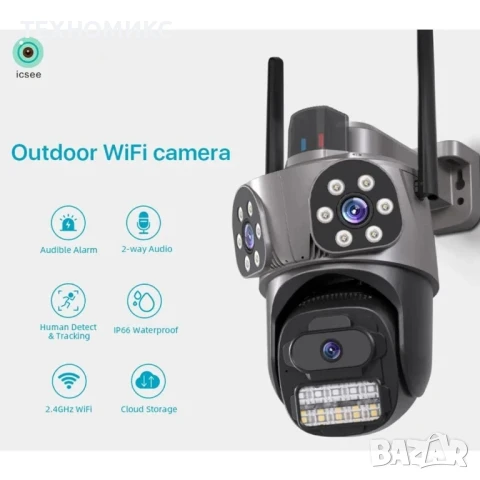 Външна WiFi Камера с три обектива и аларма , снимка 8 - IP камери - 51343955