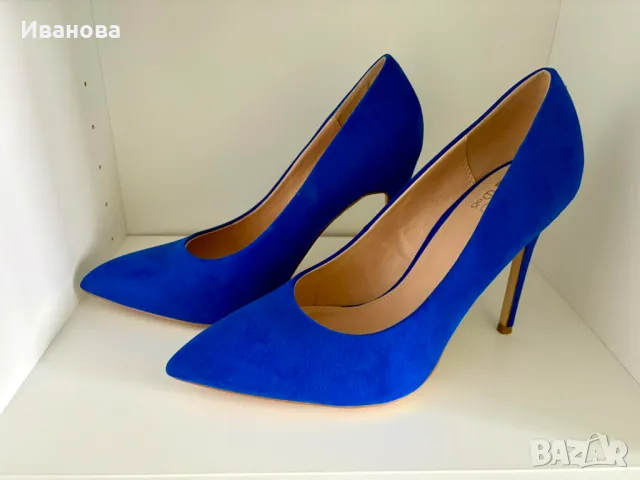 Елегантни сини токчета. Обувки в син цвят, снимка 3 - Дамски елегантни обувки - 50140237