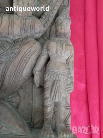 Стара Азиатска Дърворезба, Пано ,Будизъм, Богиня,Буда, снимка 4 - Антикварни и старинни предмети - 49219406