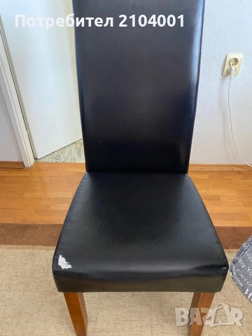 Трапезен стол BAKKELY кожен тъмнокафяв 4 броя, снимка 3 - Столове - 51475237