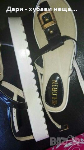 Лачени сандали, в черно, със златист акцент🍀❤ №37(23,5см.)❤🍀, снимка 2 - Сандали - 37238086