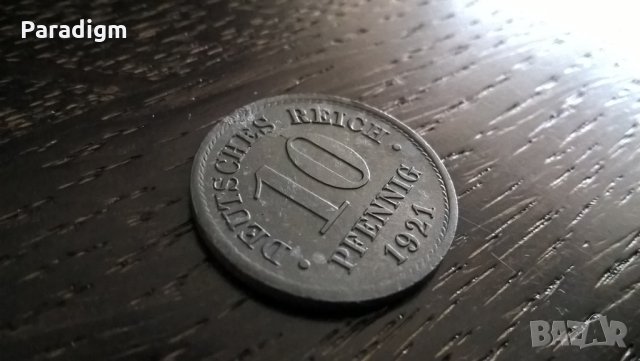 Райх монета - Германия - 10 пфенига | 1921г., снимка 1 - Нумизматика и бонистика - 26404941