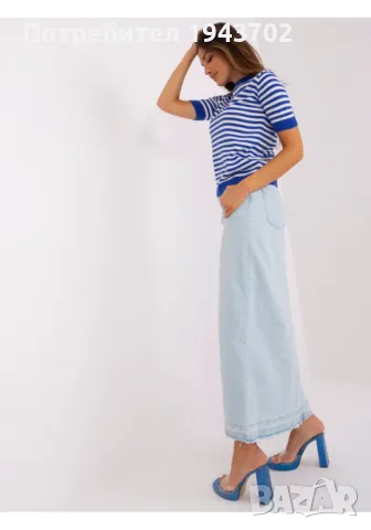 Дамска блуза на райета в син цвят 1441.80, снимка 1