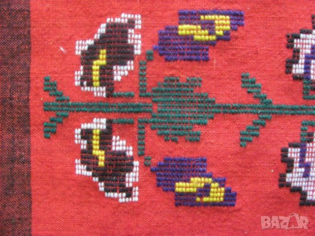 19 век Фолк Арт Ръчно Тъкана и Бродирана Вълнена Възглавница, снимка 2 - Антикварни и старинни предмети - 35197621