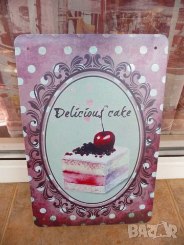 Метална табела храна вкусна торта паста сладкарница десерт