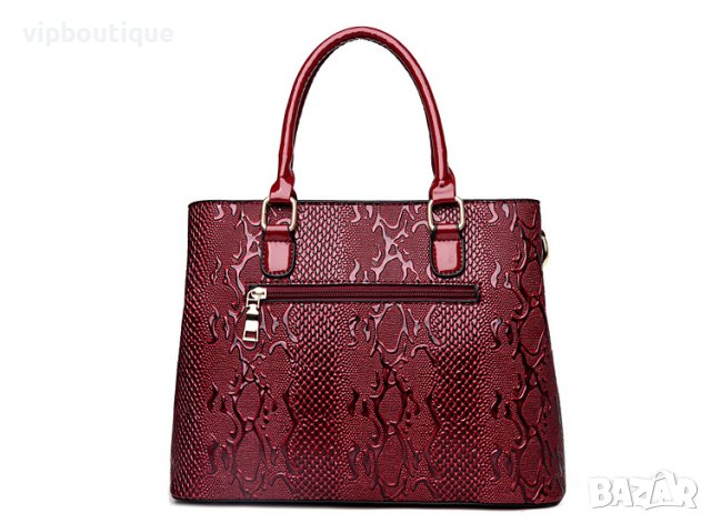 Кожена Дамска Чанта Бордо Сет Комплект, снимка 4 - Чанти - 43064226