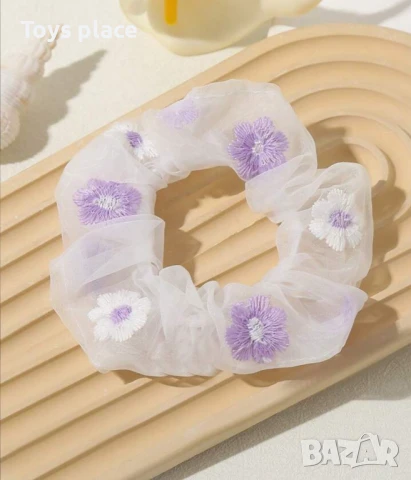 Нови Красиви скрънчита в лилавата гама, ластик за коса Промо цена, снимка 3 - Аксесоари за коса - 51151012