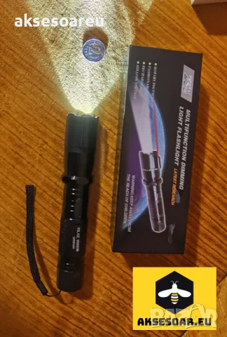 Висококачествен нов Мощен фенер с електрошок и лазер 288 Супер лек LED прожектор акумулаторен дългот, снимка 6 - Лед осветление - 48907303