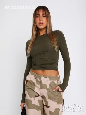 Едноцветен тънък пуловер, тениска, дамско улично облекло, 7цвята , снимка 4 - Тениски - 43442184