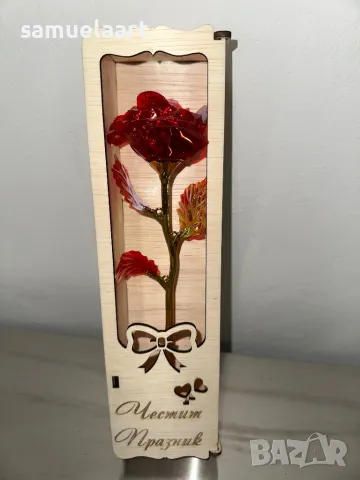 Гравирана подаръчна  кутия с роза!, снимка 6 - Изкуствени цветя - 47669131