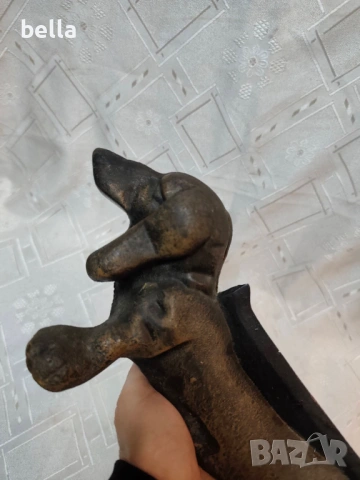 Стара масивна английска чугунена стъргалка за обувки куче-дакел от началото на 1900 , снимка 6 - Антикварни и старинни предмети - 53058566