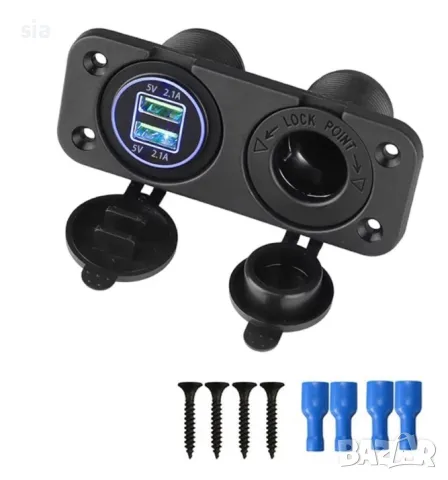 Панел за табло с Волтметър и 2бр. USB порта 4.2А с 12V изход гнездо за запалка, 10.5 x 4.2 x 5 cm, снимка 5 - Аксесоари и консумативи - 48174954