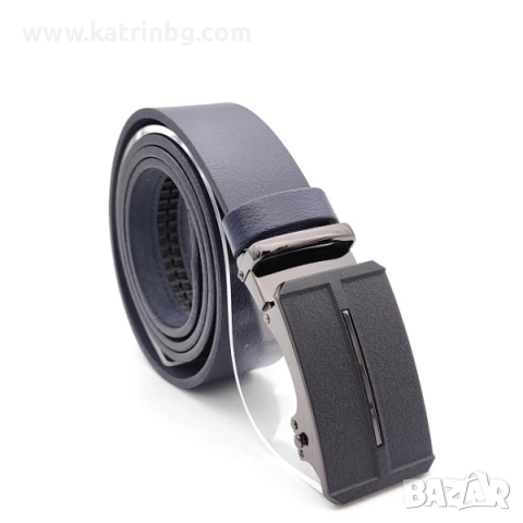 Мъжки комплект Will Polo – тъмносин колан с автоматична катарама и портфейл от естествена кожа, снимка 2 - Подаръци за мъже - 51641716