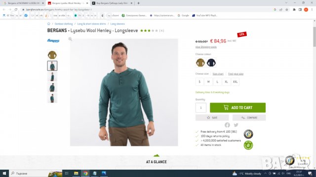 Bergans of NORWAY LYSEBU WOOL HENLEY 70% Merino Wool 30% Lyocell размер XL Термо блуза - 173, снимка 2 - Блузи - 39581454
