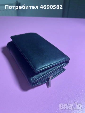 Черен портфейл от естествена кожа, снимка 2 - Портфейли, портмонета - 53179018