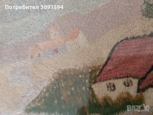Стара картина ръчно шит пейзаж, снимка 10 - Антикварни и старинни предмети - 49737136