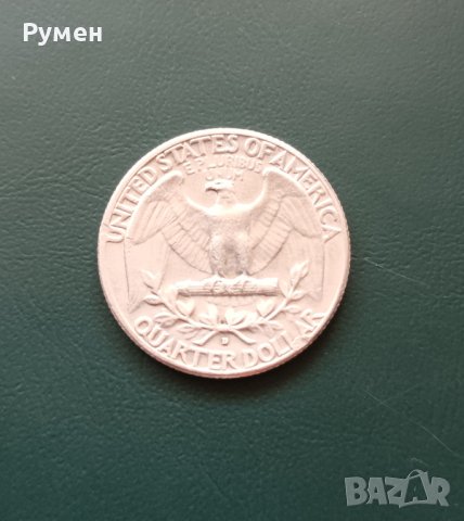 Quarter Dollar-USA-1964г-D.Сребро!, снимка 2 - Нумизматика и бонистика - 36272200