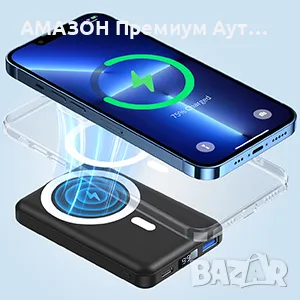 Yiisonger Mag-Safe Power Bank 10000mAh/QI 15W безжично,20W PD/22,5W QC жично зареждане,LED дисплей, снимка 13 - Външни батерии - 47725826