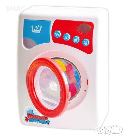 Бяла детска пералня със светлина, звук и движение на барабана