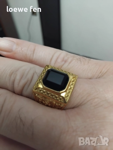 Мъжки пръстен неръждаема стомана масивен позлатен, снимка 12 - Пръстени - 52356823