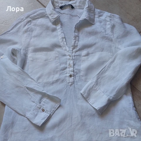 Дамска ленена риза ZARA , снимка 2 - Ризи - 51180783