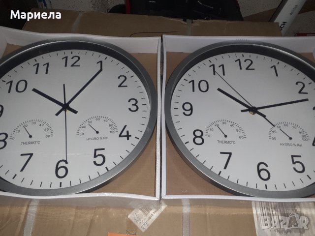 Часовник с температура и влага , Сив часовник с термометър и влагомер 35см, снимка 3 - Стенни часовници - 43773244
