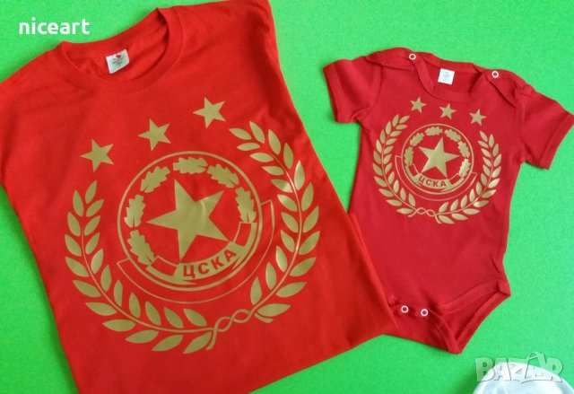 Комплект ЦСКА тениска и боди за баща и бебе, снимка 4 - Тениски - 31246976