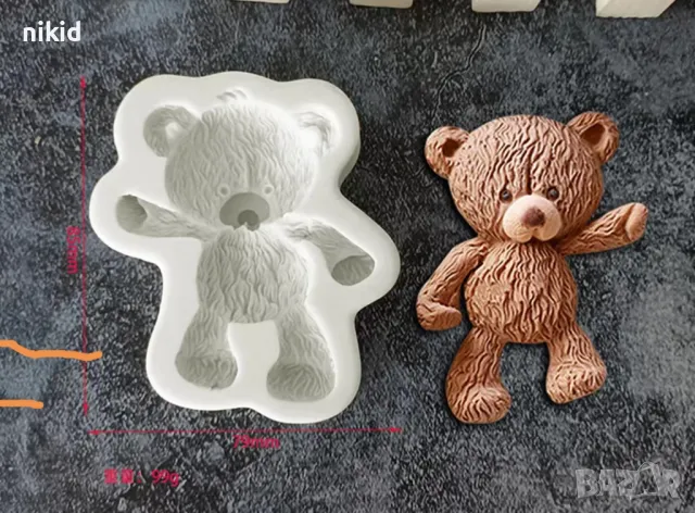 Мече с релеф махащо силиконов молд форма фондан шоколад гипс декор украса