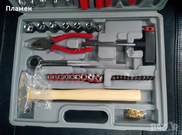 комплект куфар ръчни инструменти 100 части хром-ванадий, снимка 6 - Куфари с инструменти - 43717864