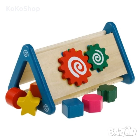 Дървена играчка с геометрични фигури-23.5x14x12.5 см./играчка сортер, снимка 2 - Образователни игри - 52433852