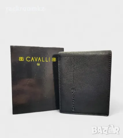 Мъжки портфрйл от естествена кожа Cavalli черен