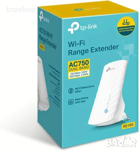 НОВ TP-Link AC750 WiFi екстендер / удължител, 750Mbps, Plug & Play, RJ45 конектор, бял, снимка 9 - Мрежови адаптери - 50525558
