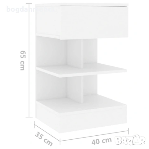 Sonata H Нощно шкафче, бяло, инженерно дърво, снимка 3 - Шкафове - 53592761