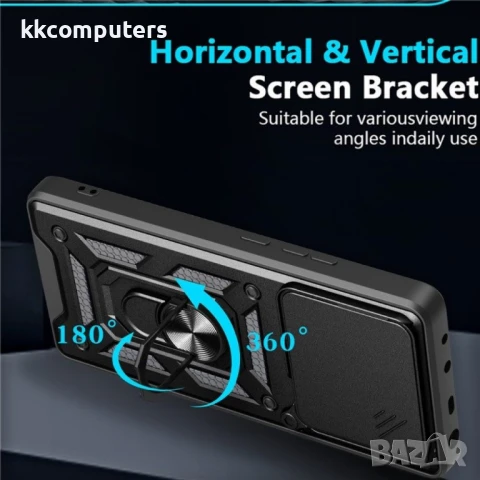 Motorola Edge 60 5G / 60 Fusion 5G Удароустойчив Ring Holder/Slide Camera Lid/ PC + TPU Калъф и Прот, снимка 11 - Калъфи, кейсове - 50736254
