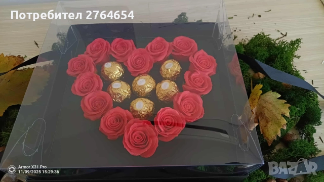 Подаръчна кутия със сапунени рози и бонбони, снимка 9 - Други - 52524787